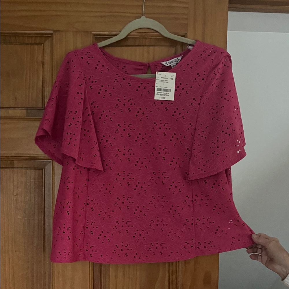Nanette Lepore Fuchsia Eyelet Blouse